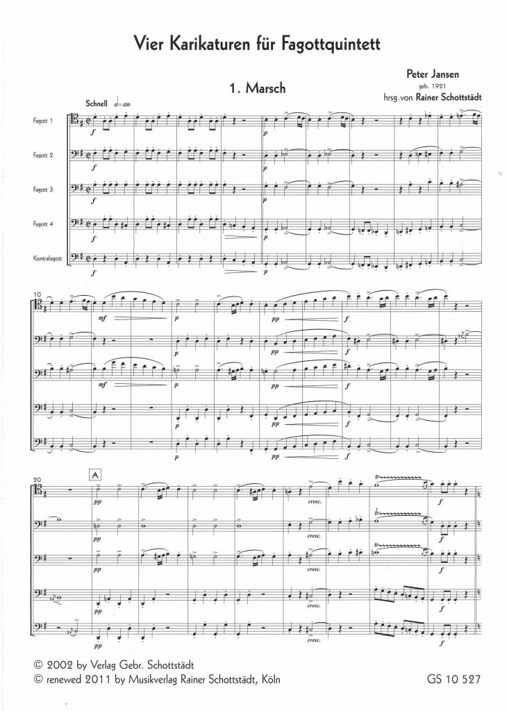 Jansen, 4 Karikaturen fur Fagottquintett (Rainer Schottstadt)