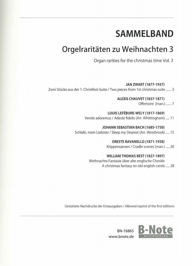 Orgelraritaten zu Weihnachten 3 (B-Note)