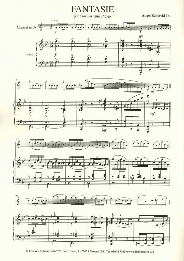 Zaberski, Fantasie (Cl,Pf) (Eufonia, Edizioni Musicali)