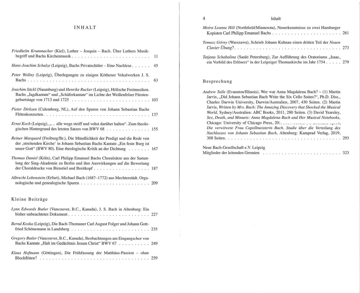 Wollny, Bach-Jahrbuch 106. Jahrgang 2020 (Evangelische Verlagsanstalt)