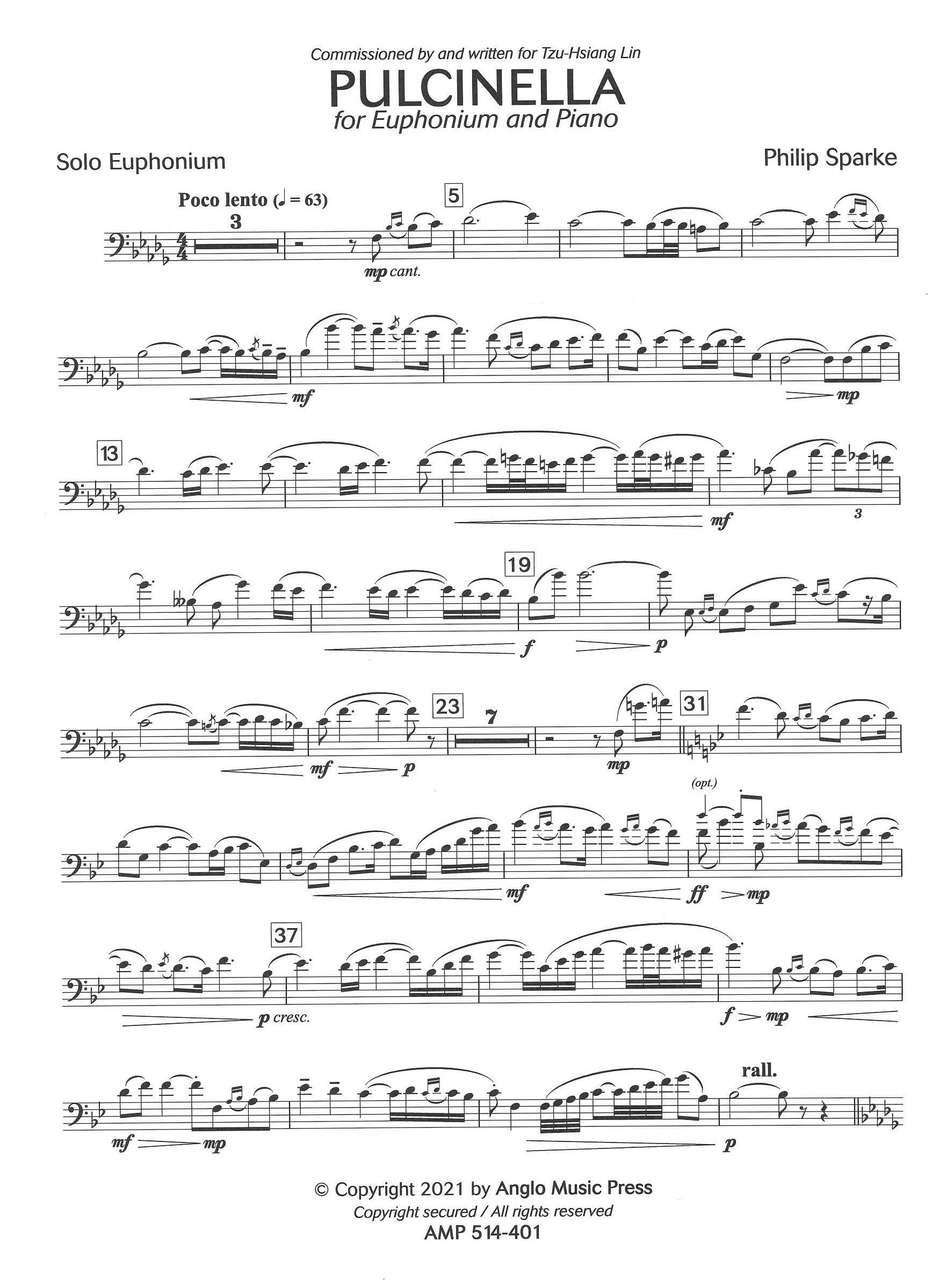 管楽器・吹奏楽器 Pulcinella Philip Sparke スパーク: プルチネッラ、ユーフォニアムとピアノのための