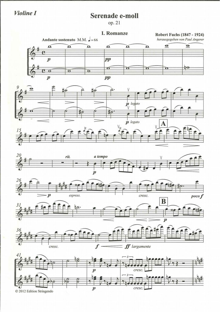 Fuchs, Serenade op. 21 Stimmensatz (Edition Stringendo)