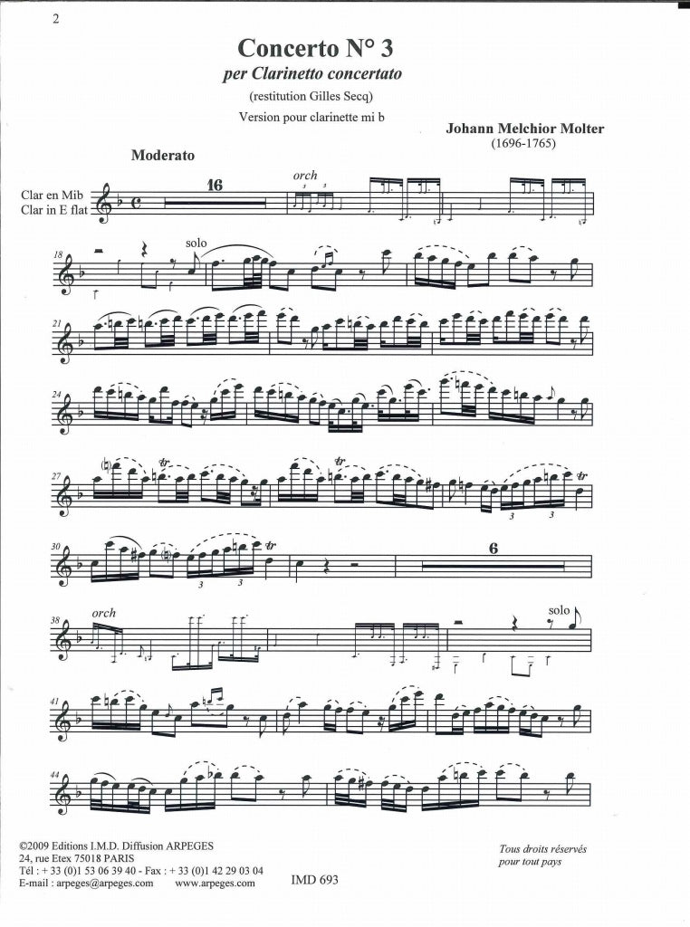 Molter, Concerto No. 3: Version for EbCl (IMD (International Music Diffusion))