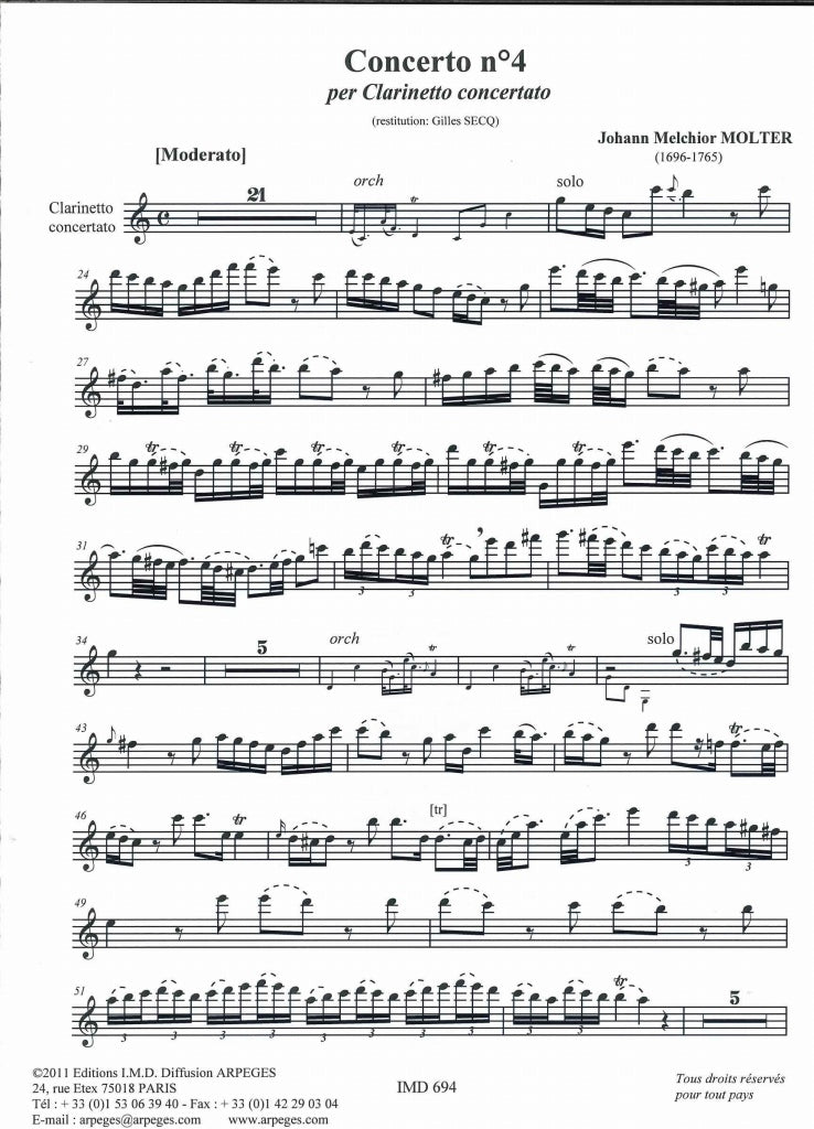 Molter, Concerto No. 4: Version in Eb (IMD (International Music Diffusion))