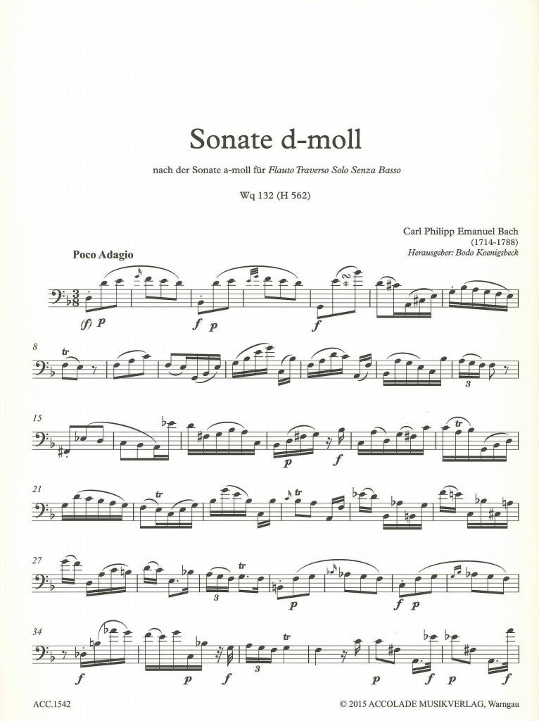 Bach,C.P.E., Sonata in d Wq 132 (Bn Solo (Accolade)