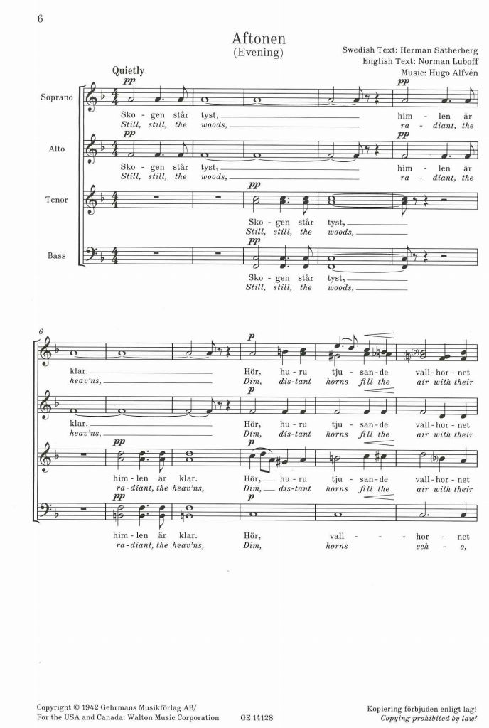 Alfven, 10 Songs for Mixed Choir [Swed] (Gehrmans)