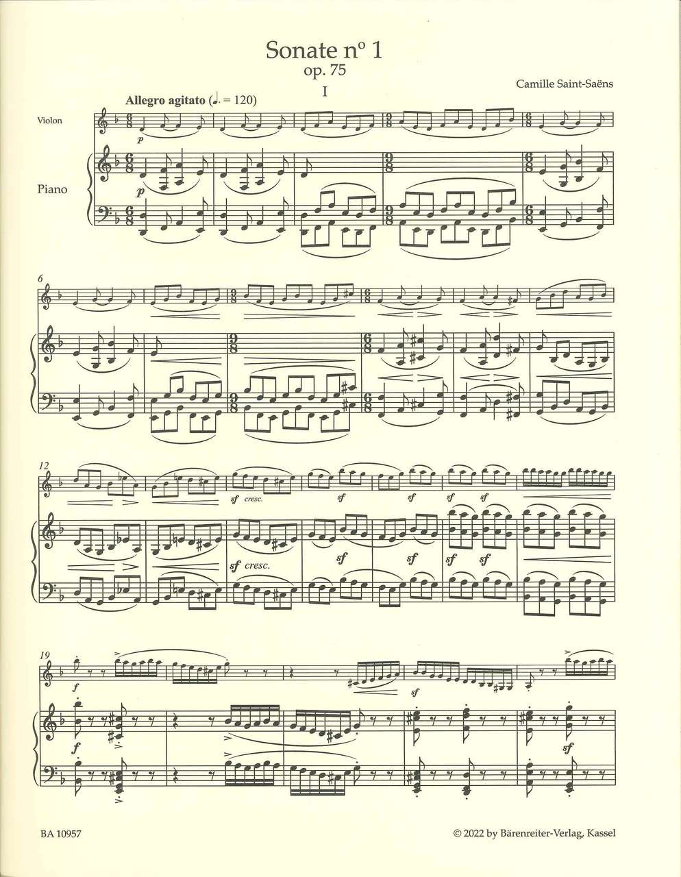 Saint-Saens, Sonata No. 1 in d op. 75 (Barenreiter)