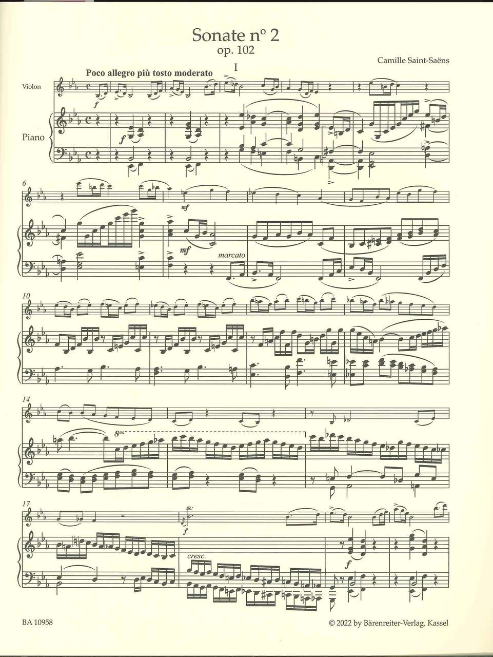 Saint-Saens, Sonata No. 2 in Eb op. 102 (Barenreiter)