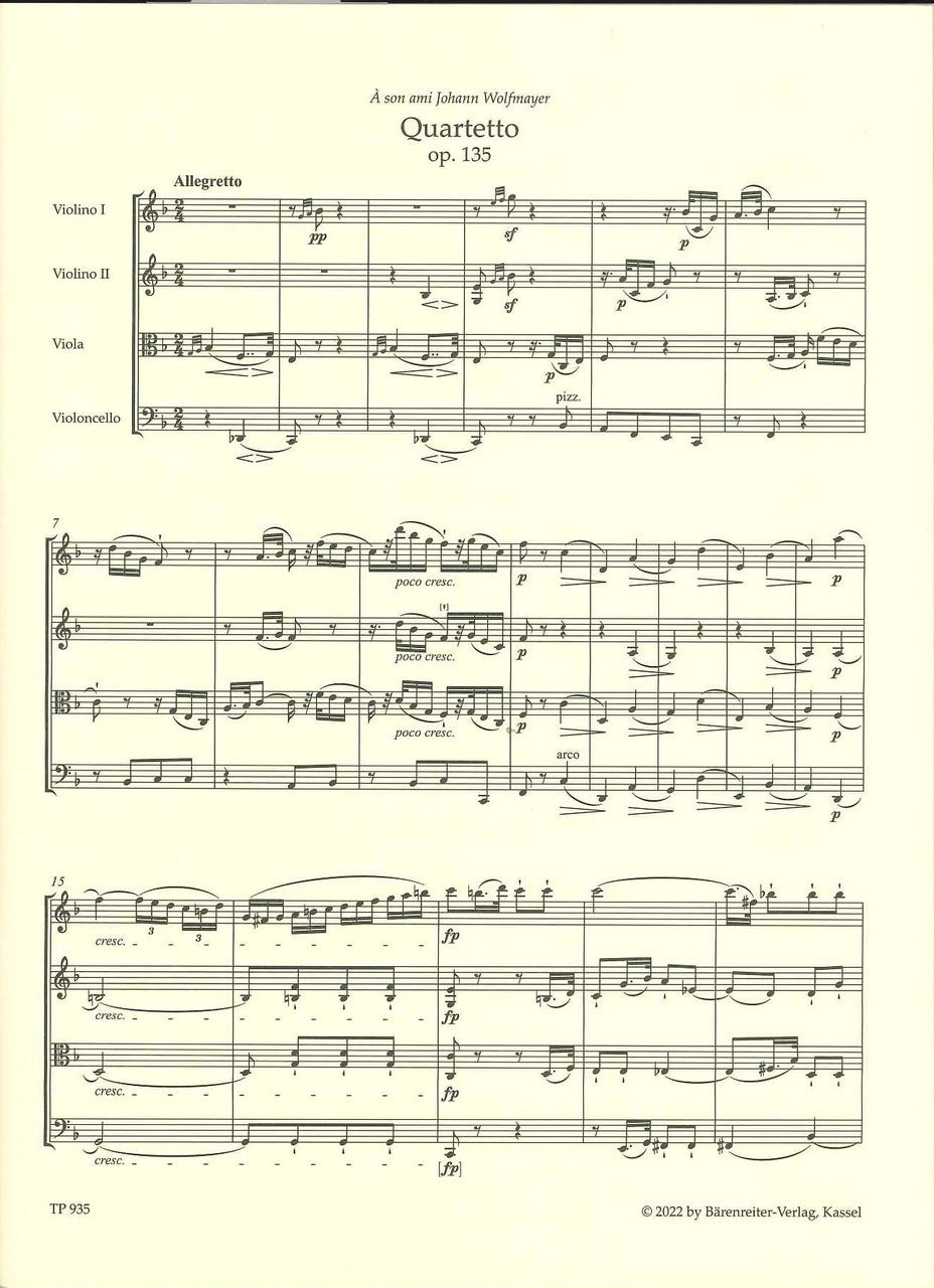 Beethoven, String Quartet op.135 (Barenreiter)