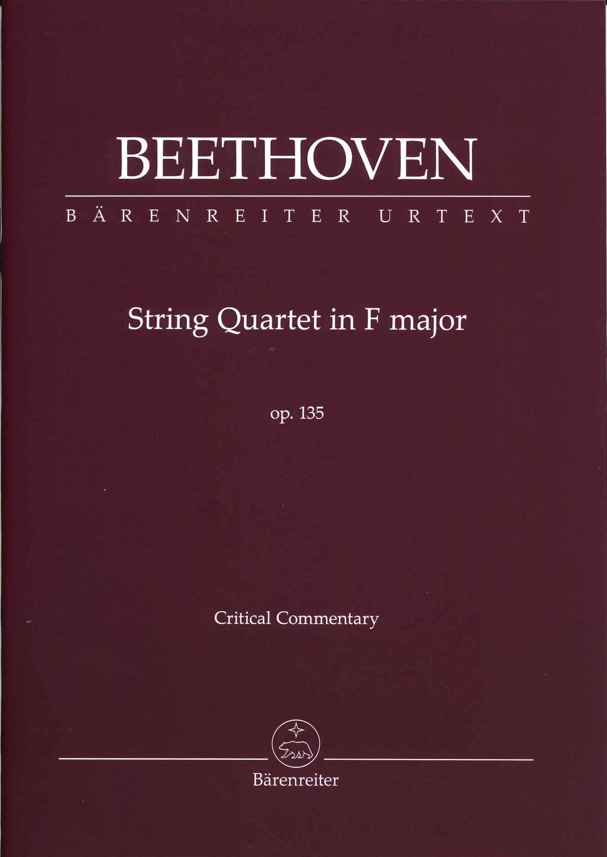 Beethoven, String Quartet op. 135 Commen (Barenreiter)