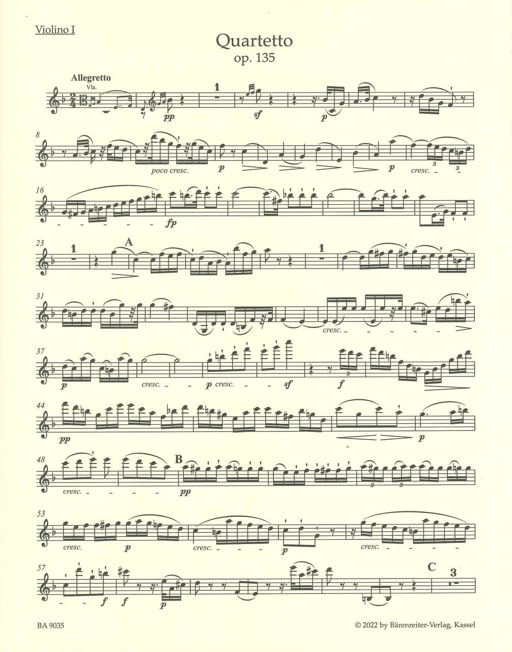 Beethoven, String Quartet op. 135 (Barenreiter)
