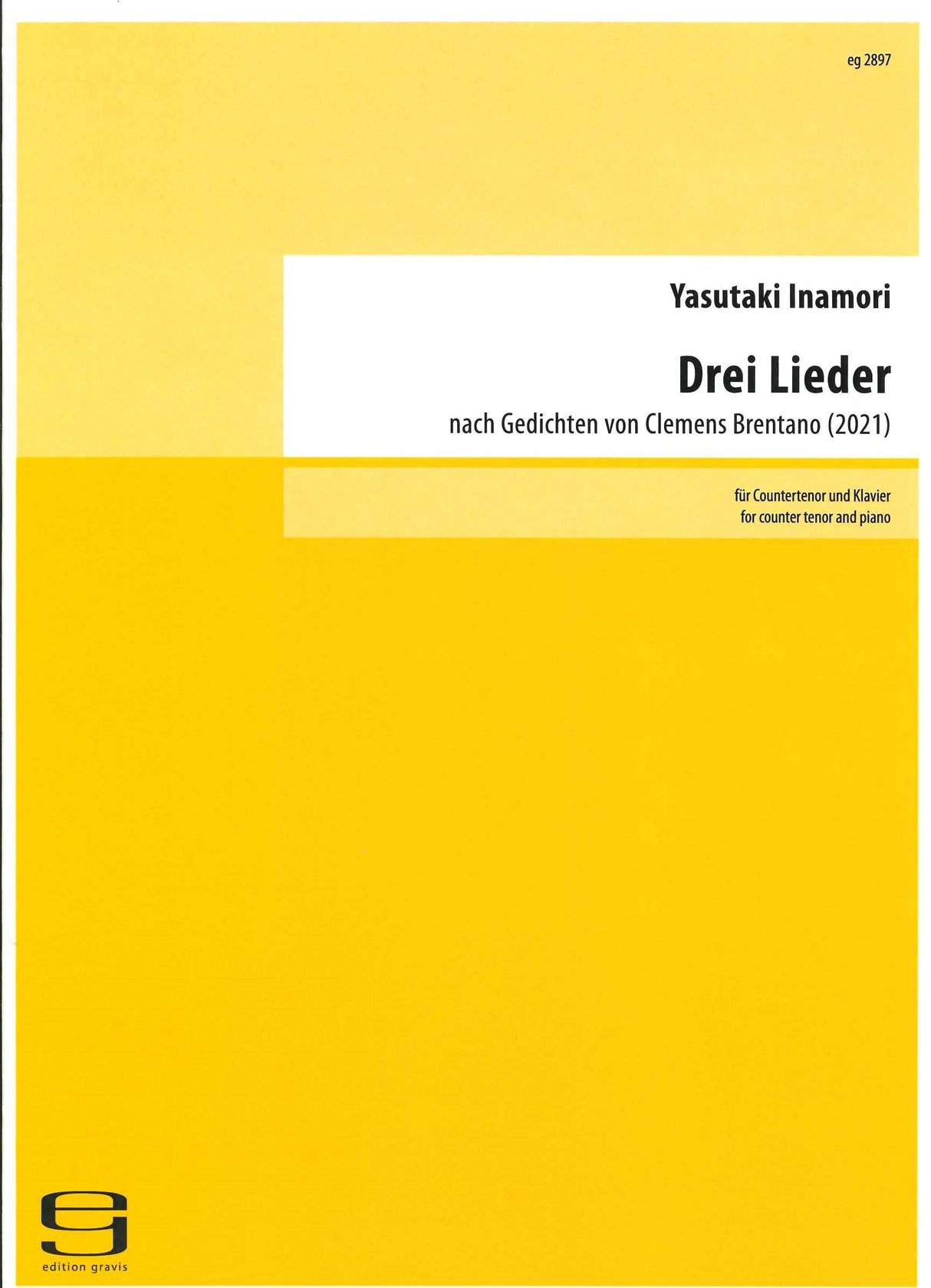 Inamori, 3 Lieder nach Brentano (Ct,Pf) (Gravis)
