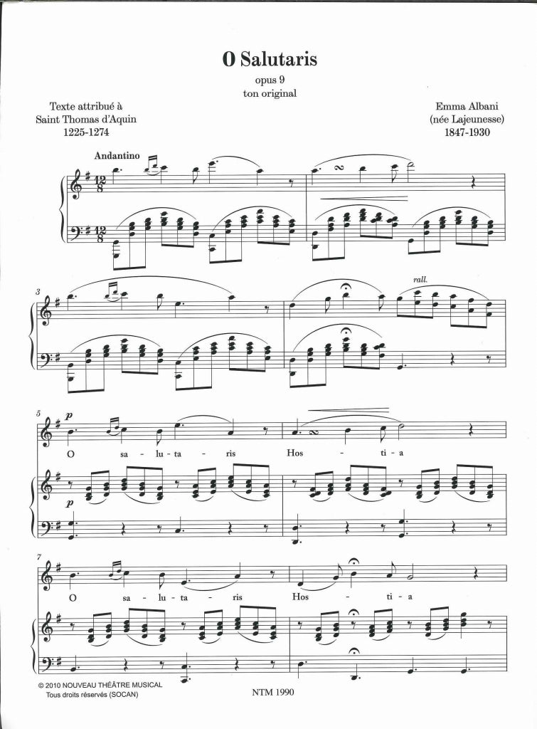 Albani, O Salutaris op. 9 (Nouveau Theatre Musical)