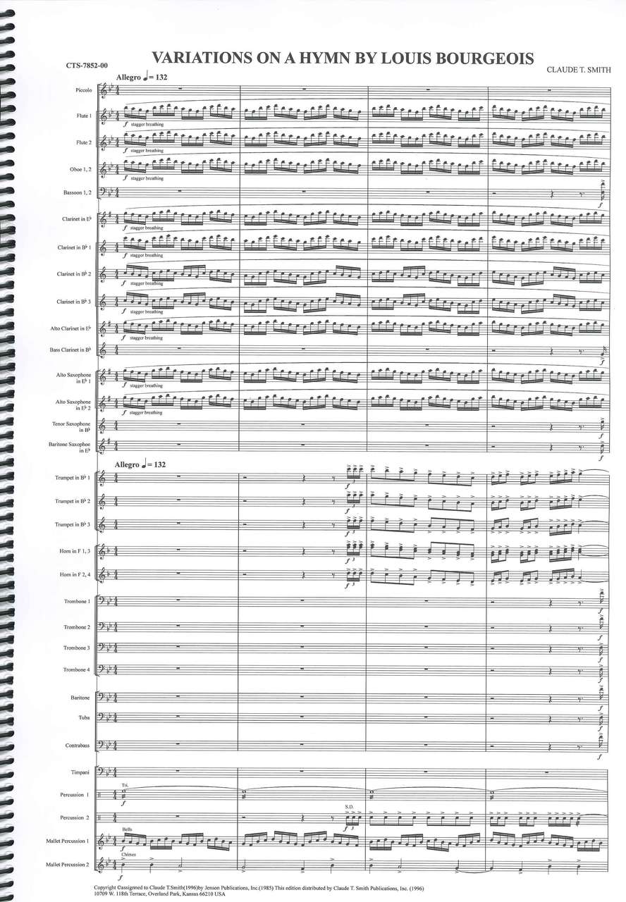 Smith, Var on a Hymn by Bourgeois Lrg Sc (C.T.Smith/Barnhouse)