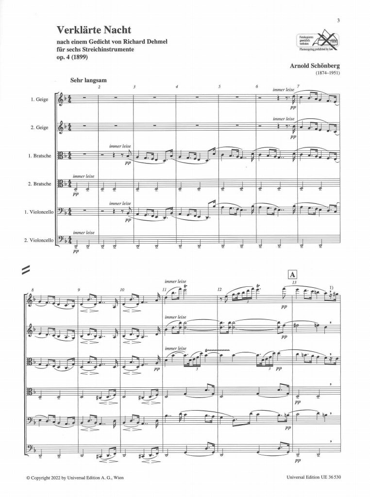 Schonberg, Verklarte Nacht op. 4 (Sextet (Universal)