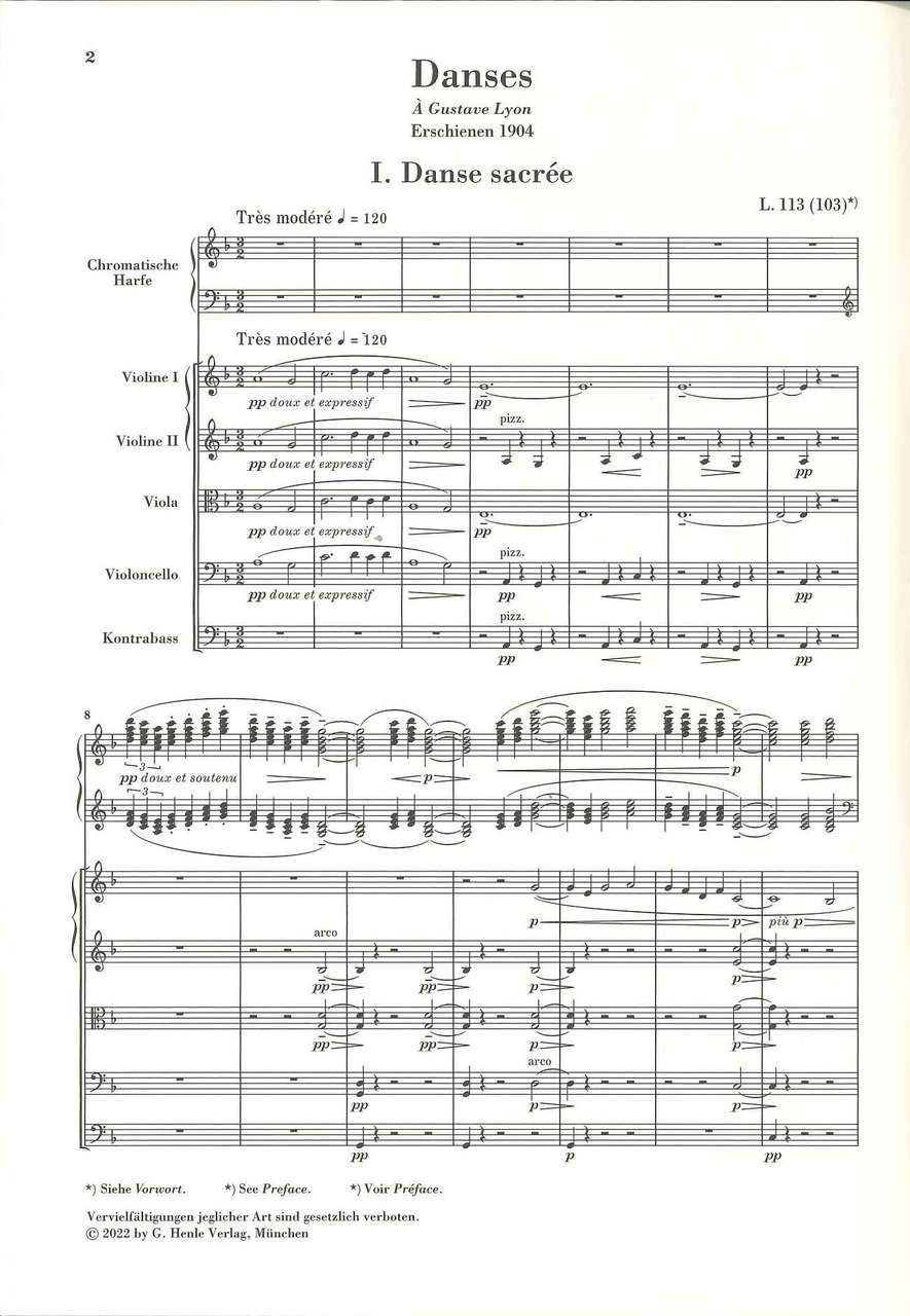 Debussy, Danses fur Harfe und Streicher (Henle)