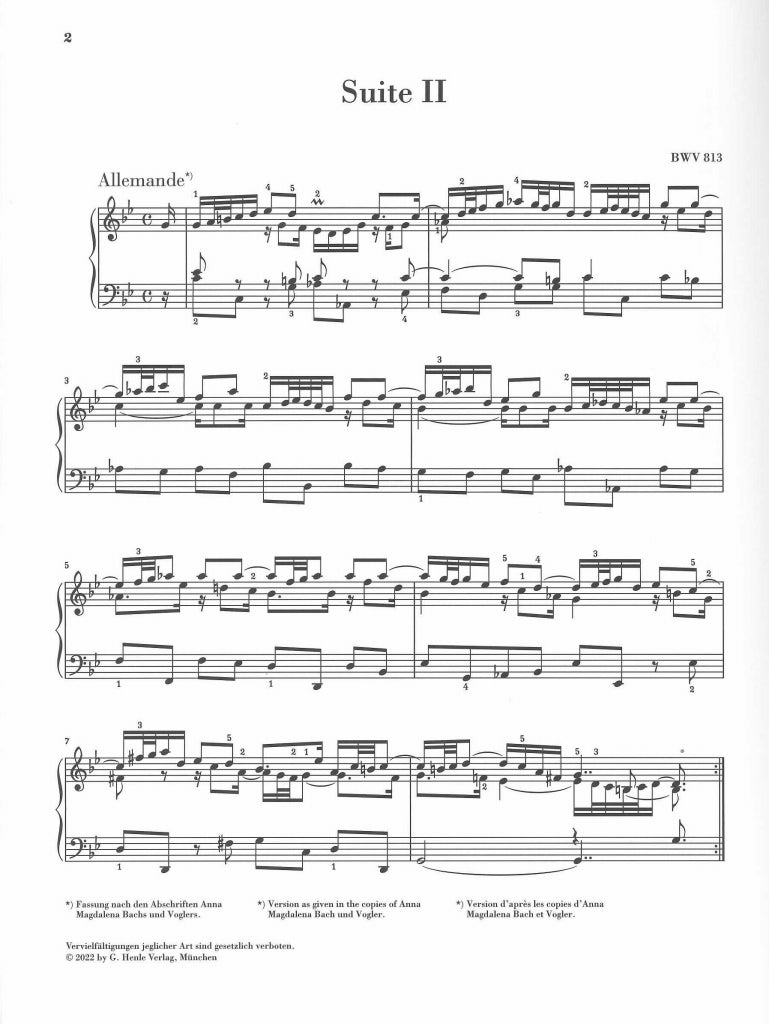 Bach, Franzosische Suite II, c-moll (Henle)