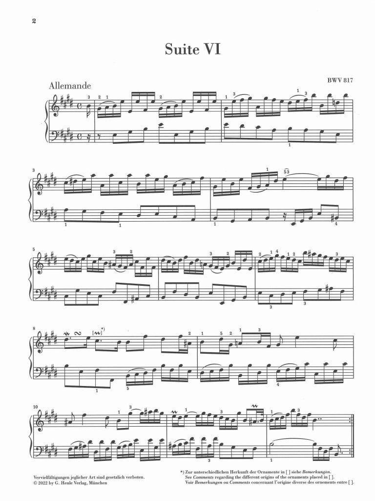 Bach, Franzosische Suite VI, E-dur (Henle)