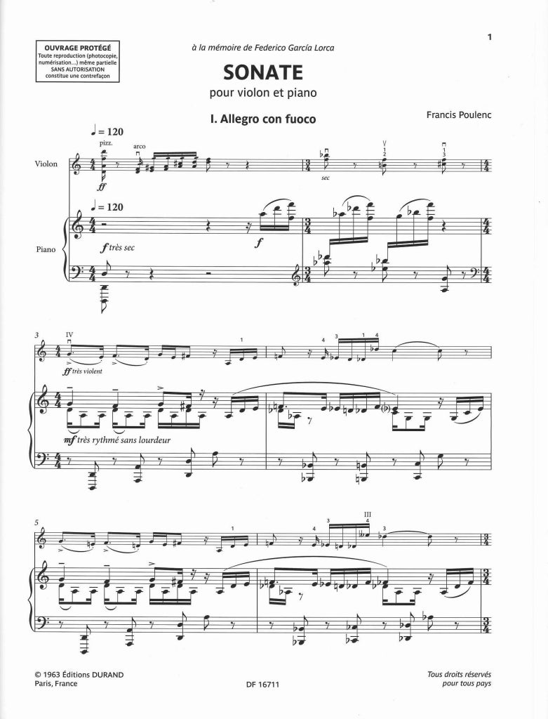 Poulenc, Sonata FP 119 (1942-43/49) (Durand)