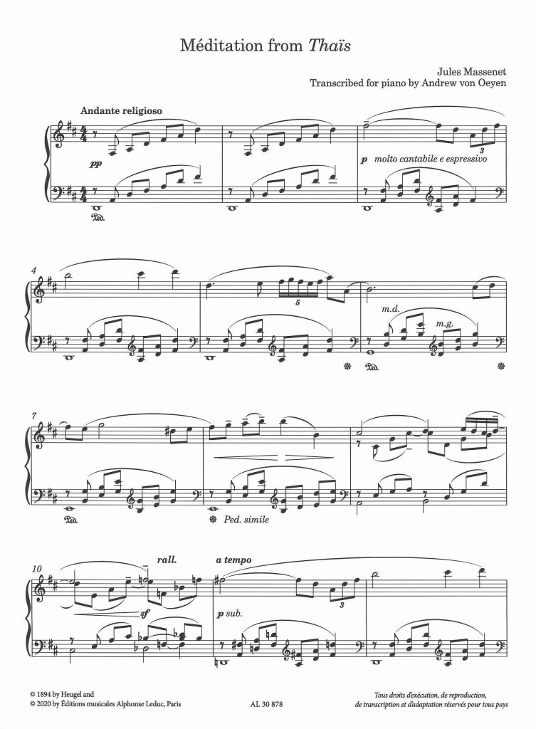 Massenet, Meditation 'Thais' (Oeuyen) (Heugel/Leduc)