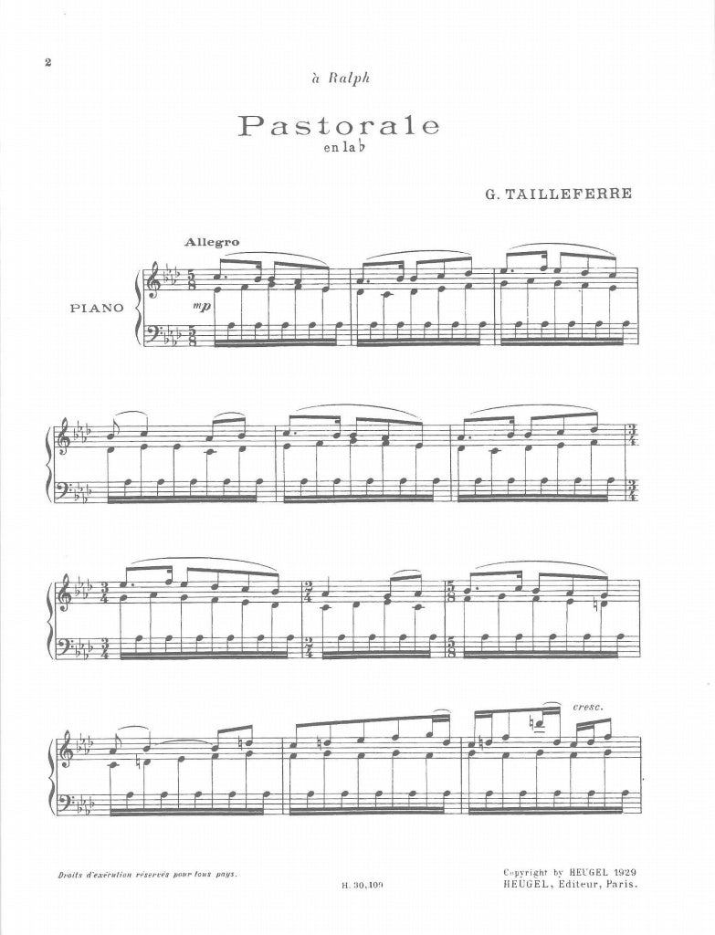 Tailleferre, Pastorale en la bemol (Heugel/Leduc)