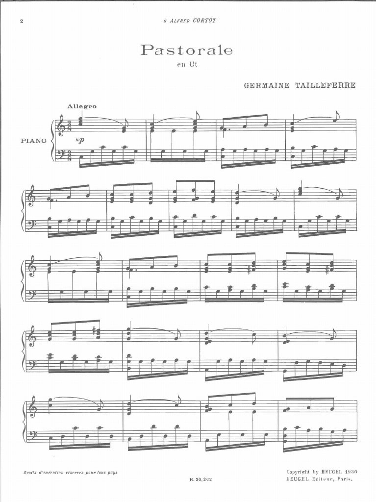 Tailleferre, Pastorale en ut (Heugel/Leduc)