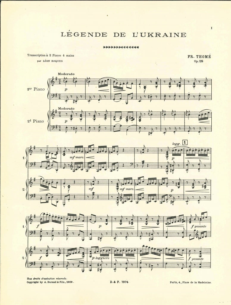 Thome, Legende de l'Ukraine op. 28 (Durand)