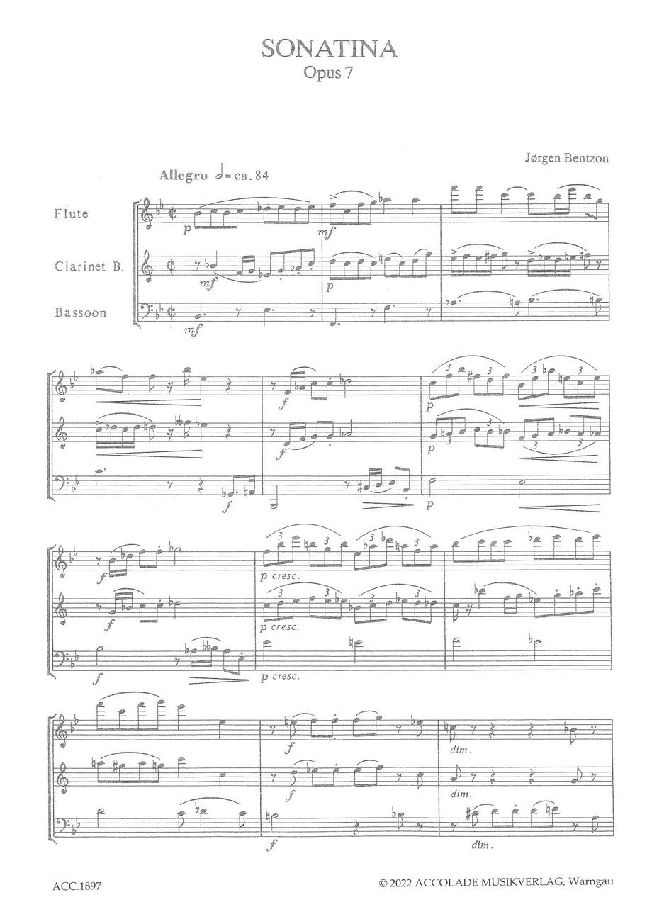 Bentzon,J., Sonatine op. 7 (Fl,Cl,Bn) (Accolade)