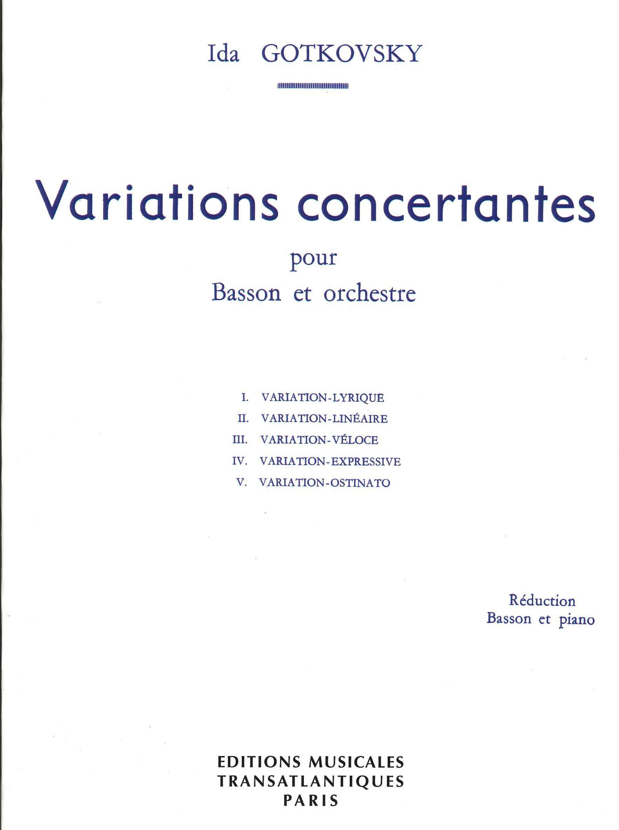 Gotkovsky, Variations concertantes (Transatlantiques)
