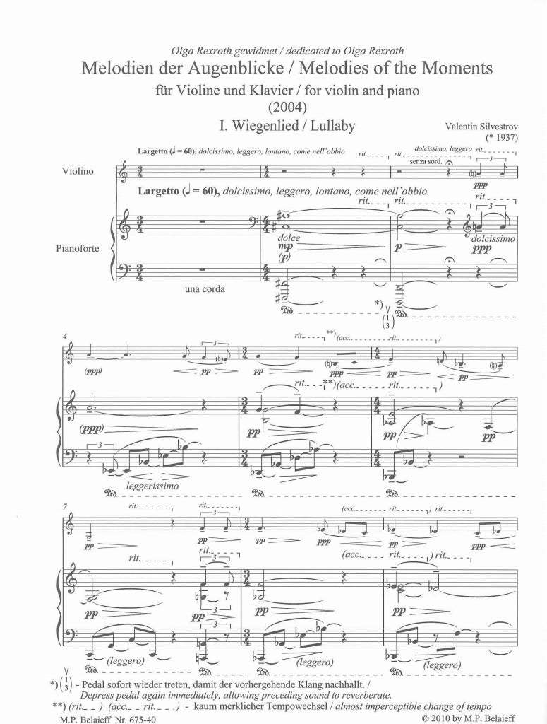 Silvestrov, Melodien der Augenblick 2004 (Belaieff)
