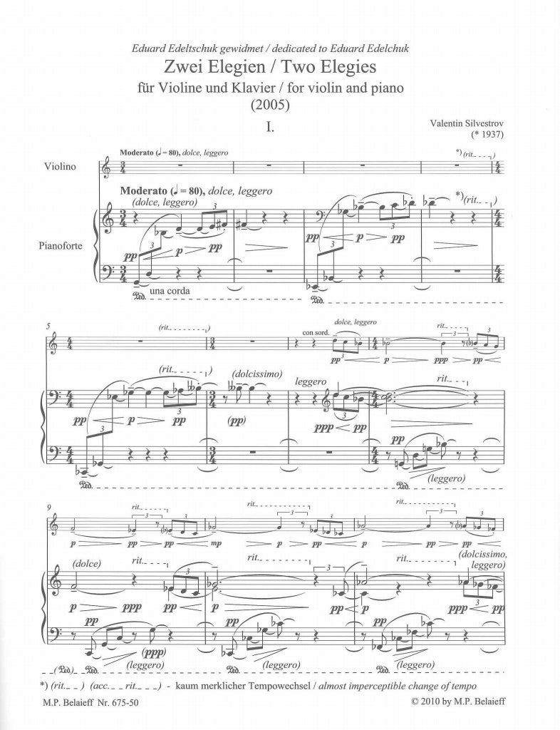 Silvestrov, 2 Elegien (2005) (Belaieff)