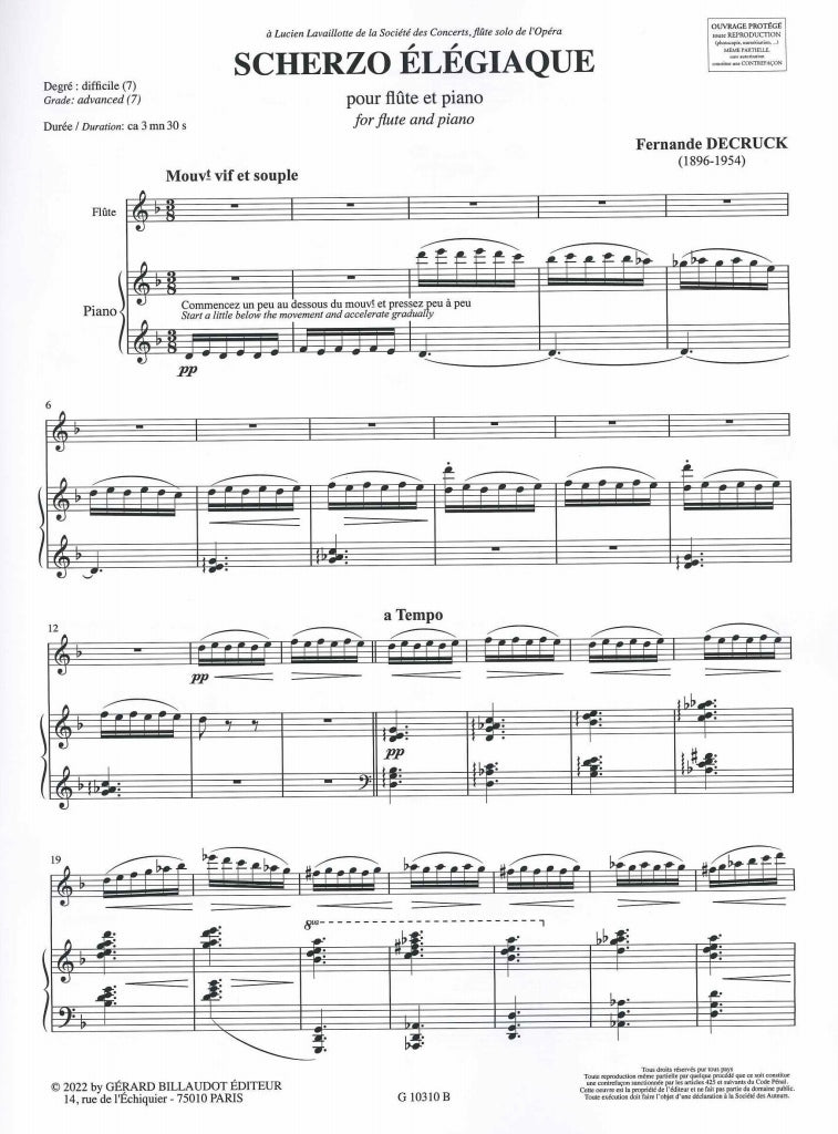 Decruck, Scherzo elegiaque (Billaudot)