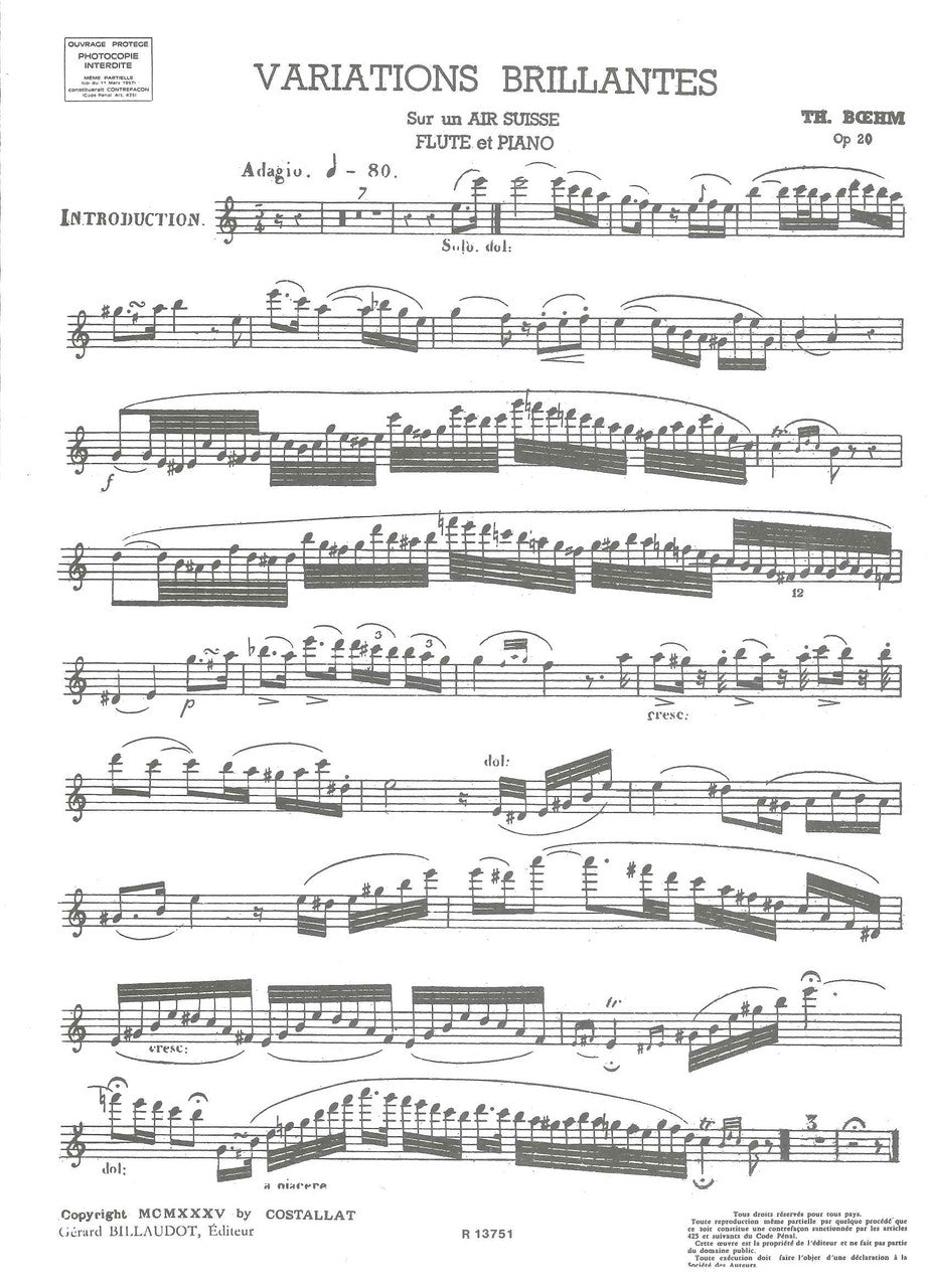 Boehm, Air suisse op. 20: Variations (Billaudot)