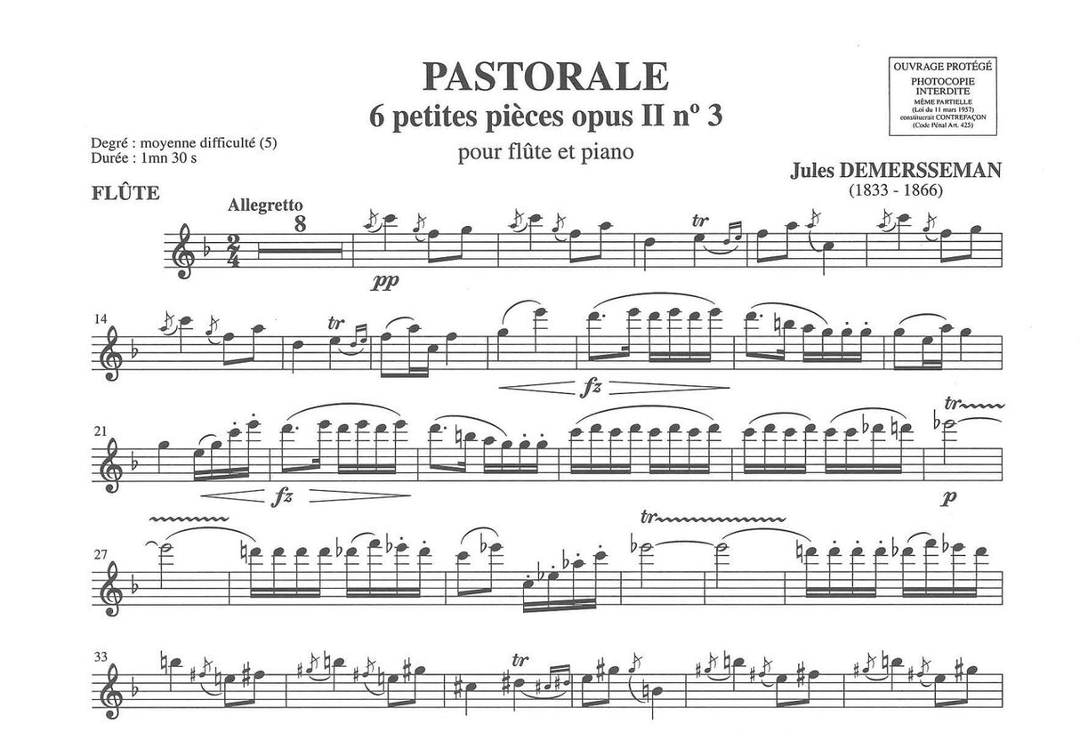Demersseman, Pastorale op. 2/3 (Billaudot)