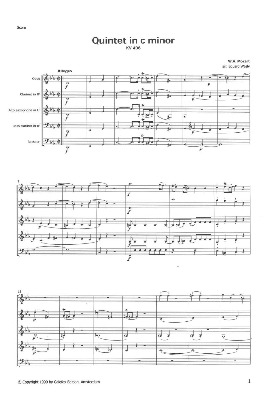 Mozart, Quintet in c minor KV 406 (Calefax)