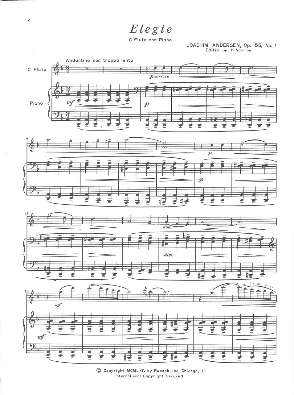 Andersen, Elegie op. 55/1 (Voxman) (Rubank)