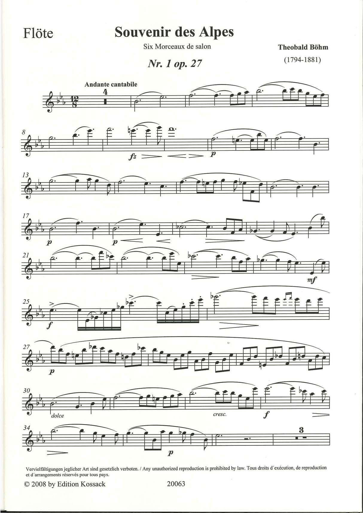 Boehm, Souvenir des Alpes 1-3 op. 27-29 (Kossack)