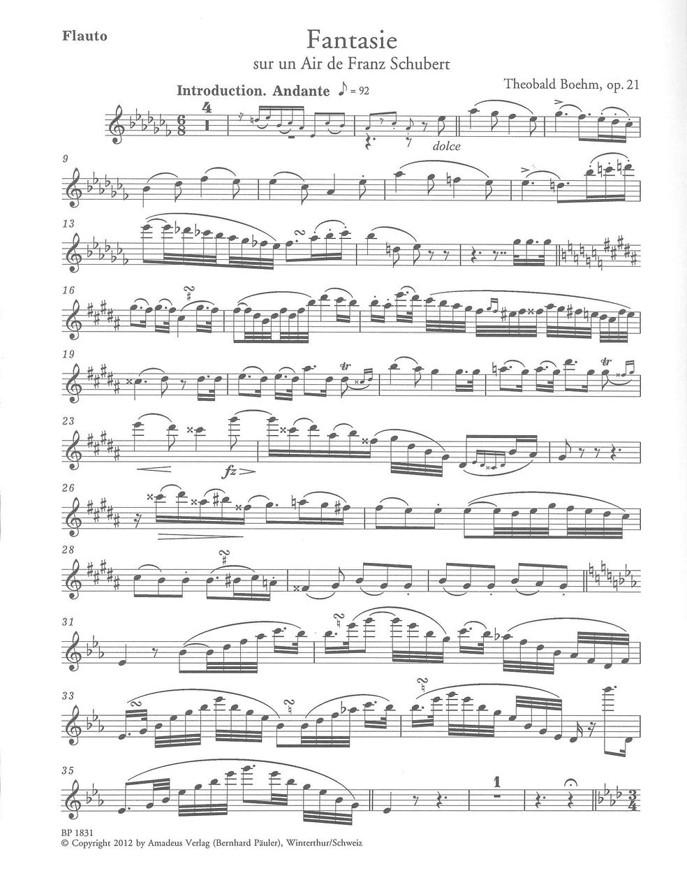 Boehm, Fantasie op. 21 uber Schubert (Amadeus Verlag)