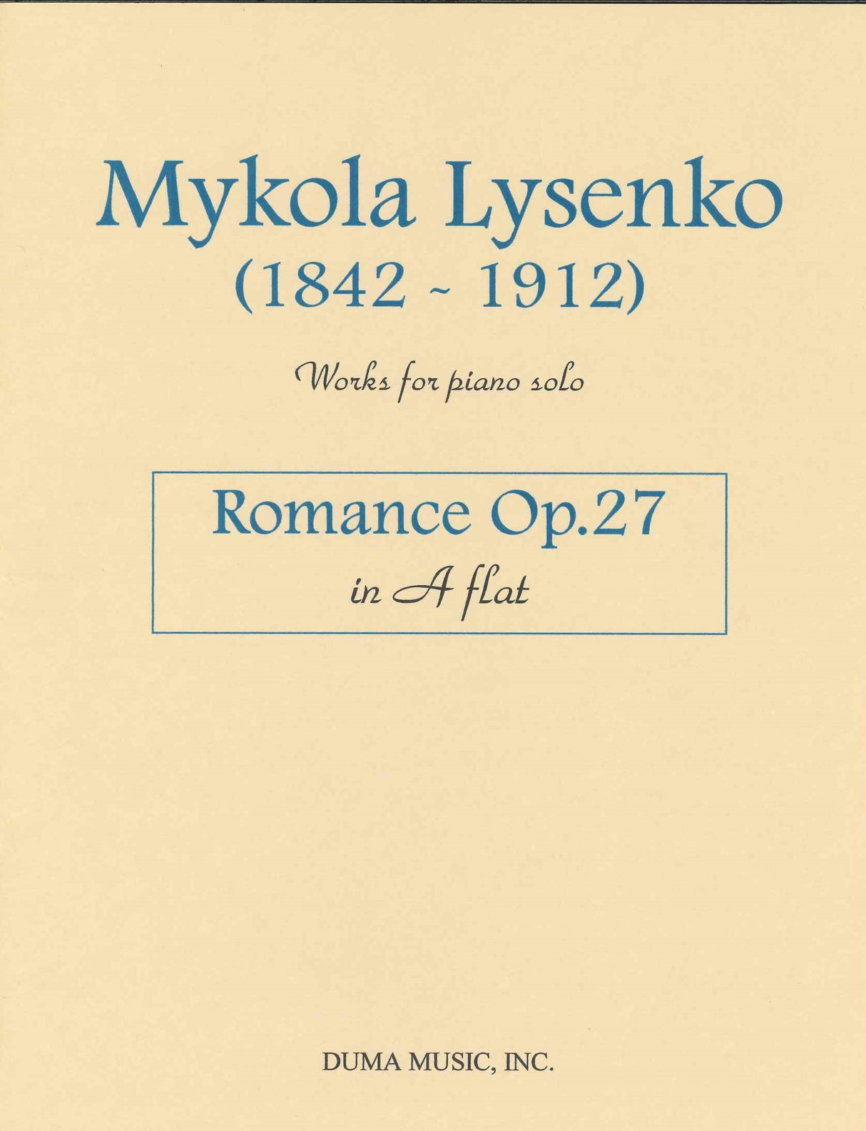 Lysenko, Romance op. 27 in Ab (Duma Music)