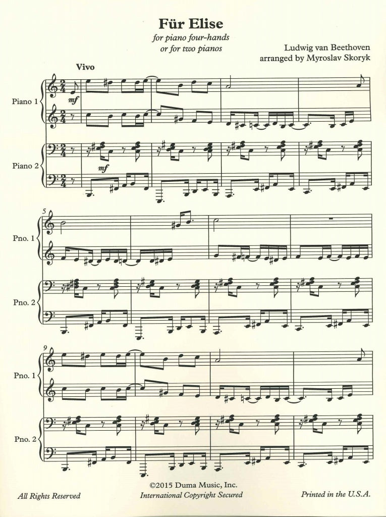 Beethoven/Skryk, Fur Elise Jazz Paraphr. (Duma Music)