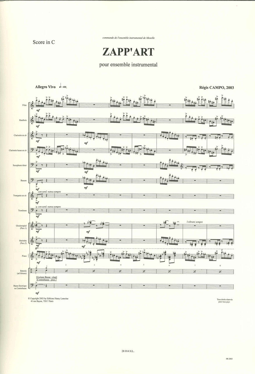Campo, Zapp'Art pour ensemble inst. 2003 (Lemoine)