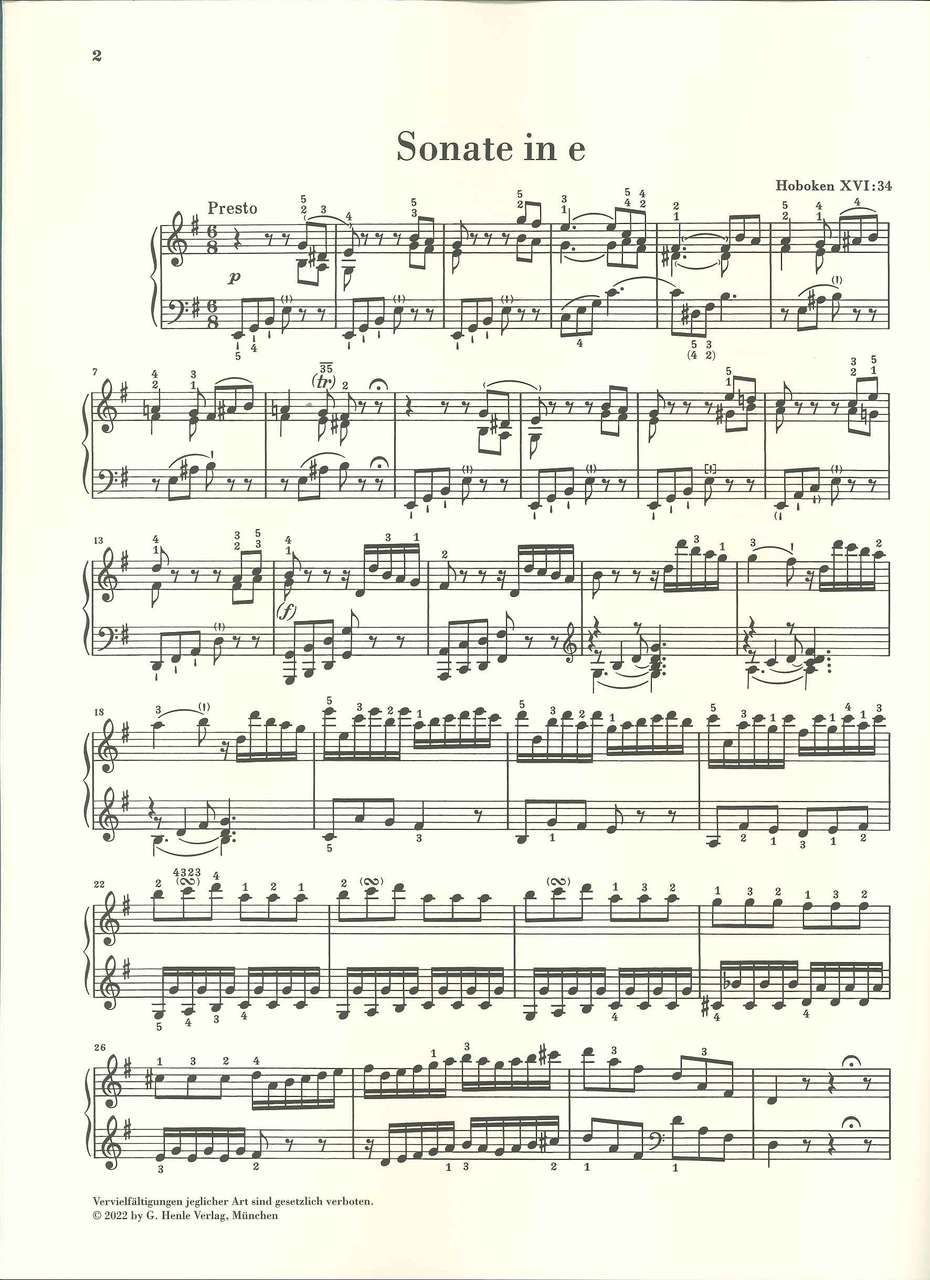 Haydn, Sonata Hob. 16/34 in e (rev.) (Henle)