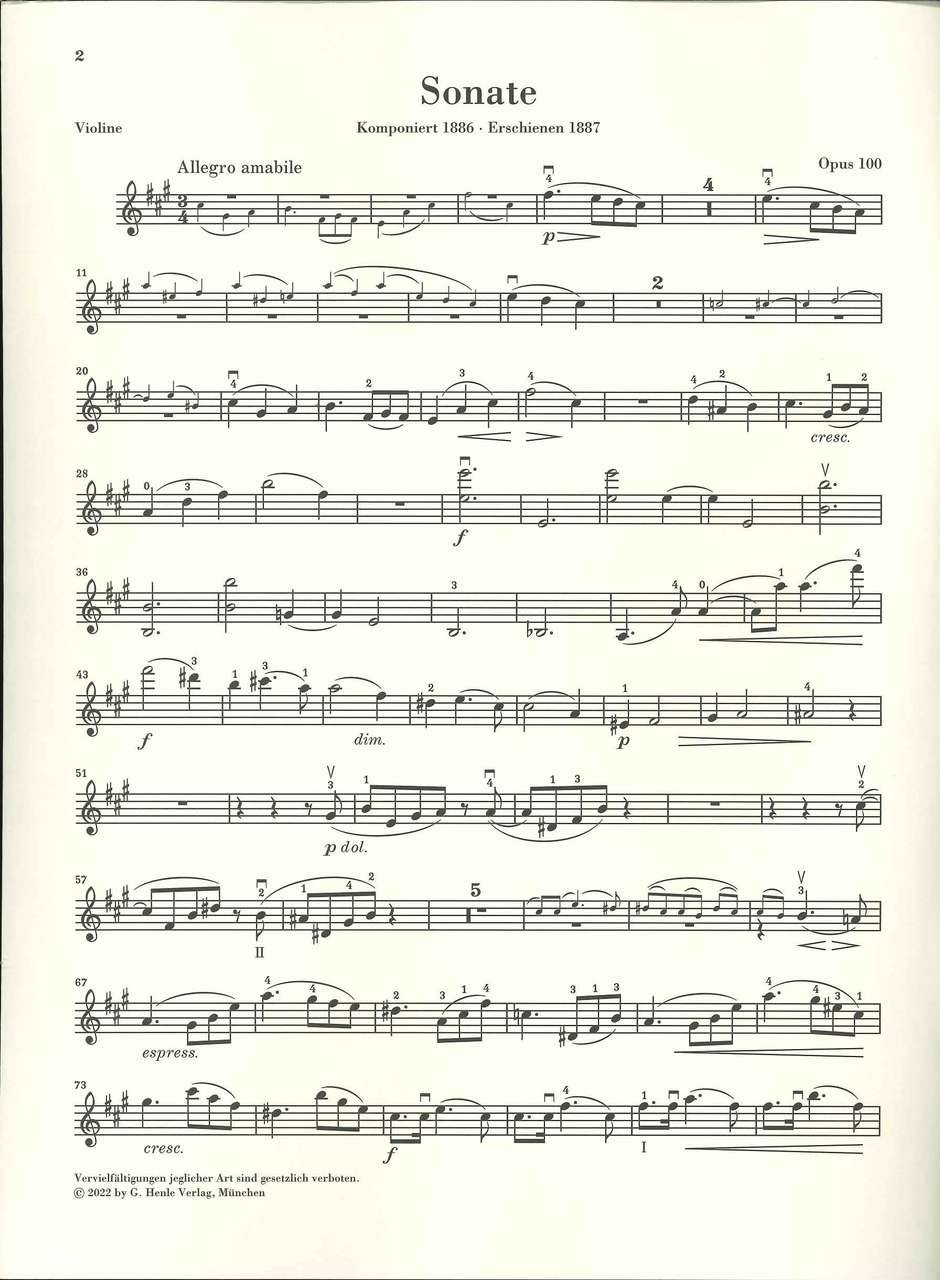 Brahms, Sonata No. 2 in A, op. 100 (Henle)