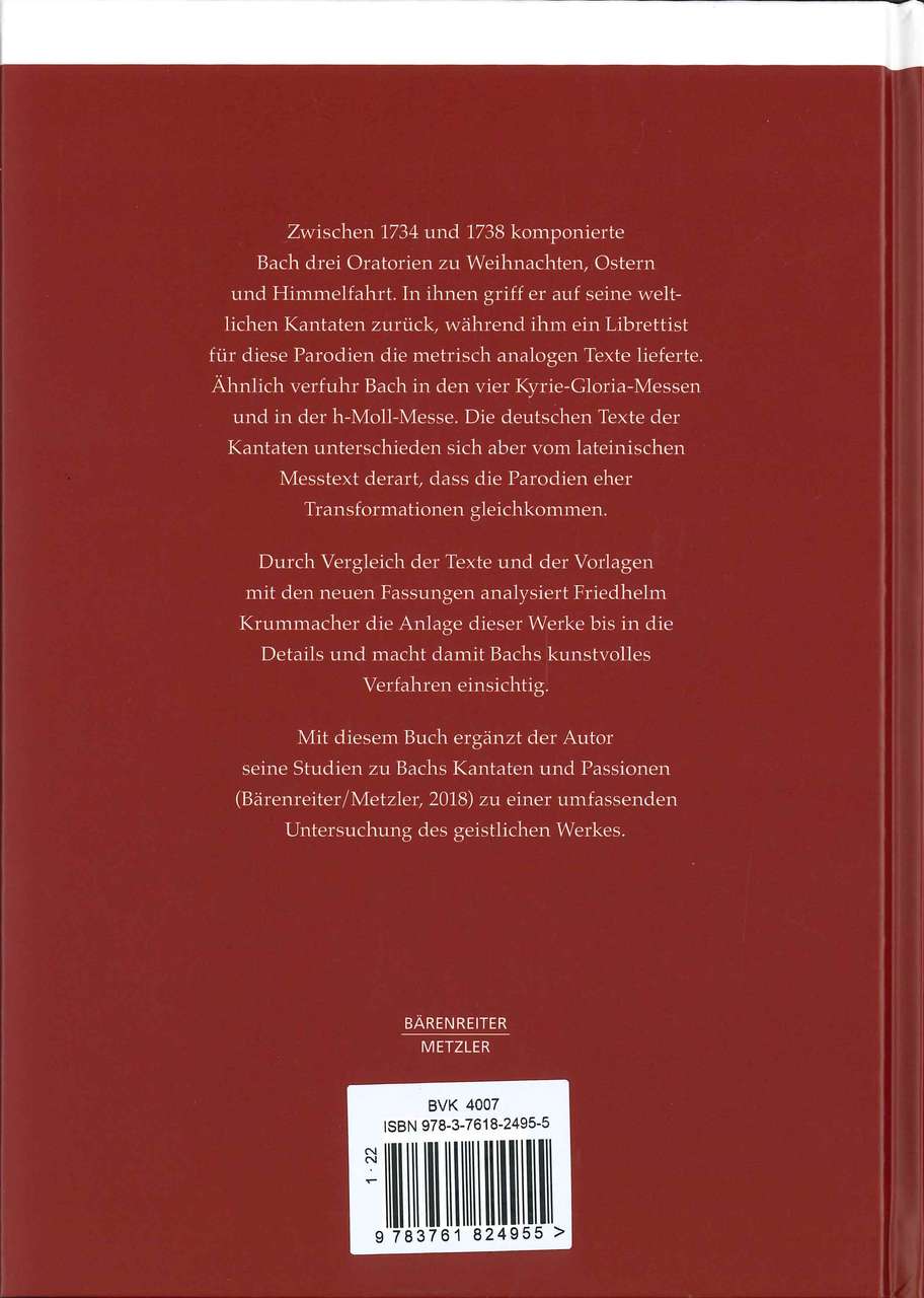 Krummacher, Johann Sebastian Bach: Orato (Barenreiter/Metzler)