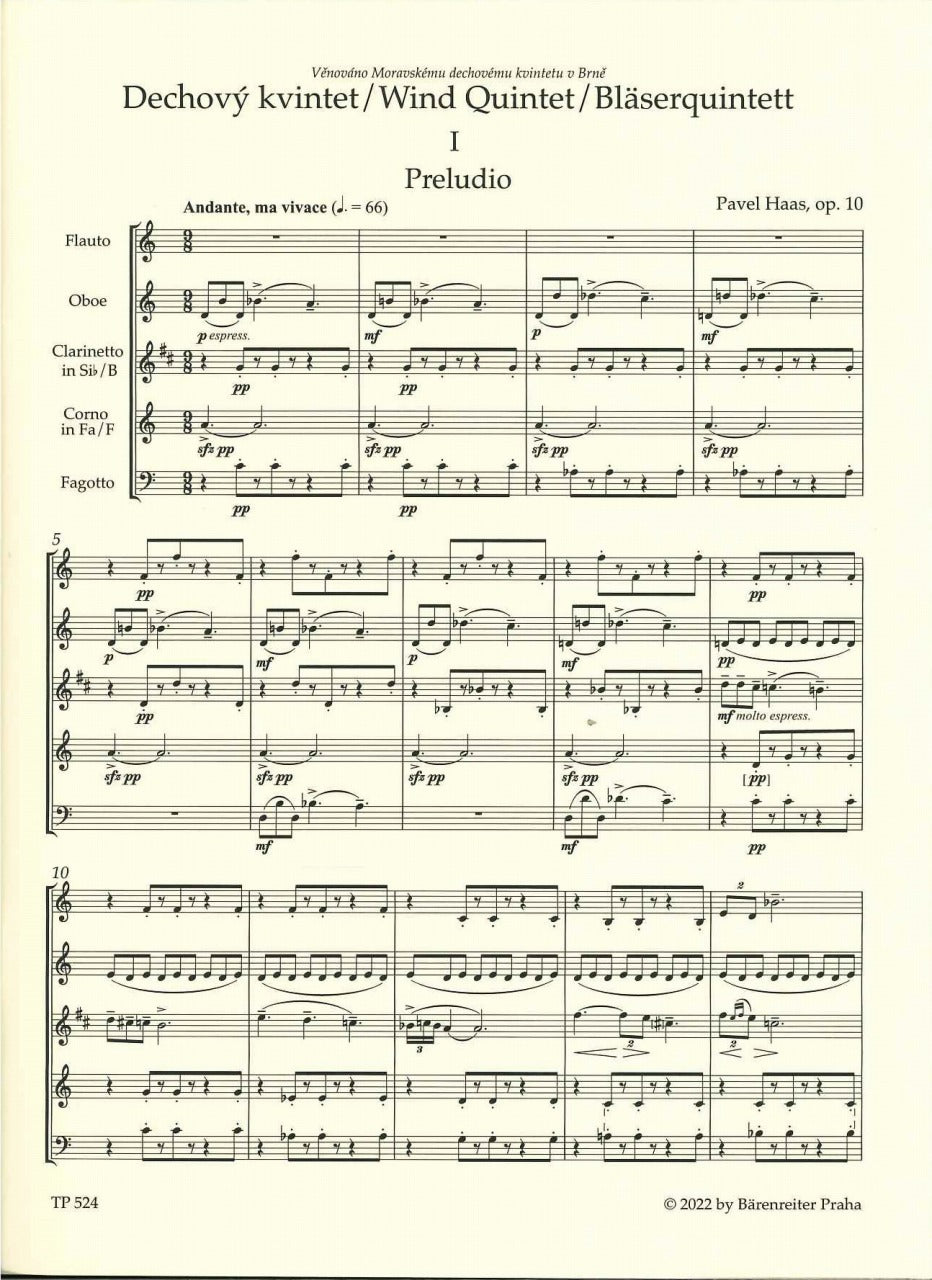 Haas, Wind Quintet op. 10 (Barenreiter)