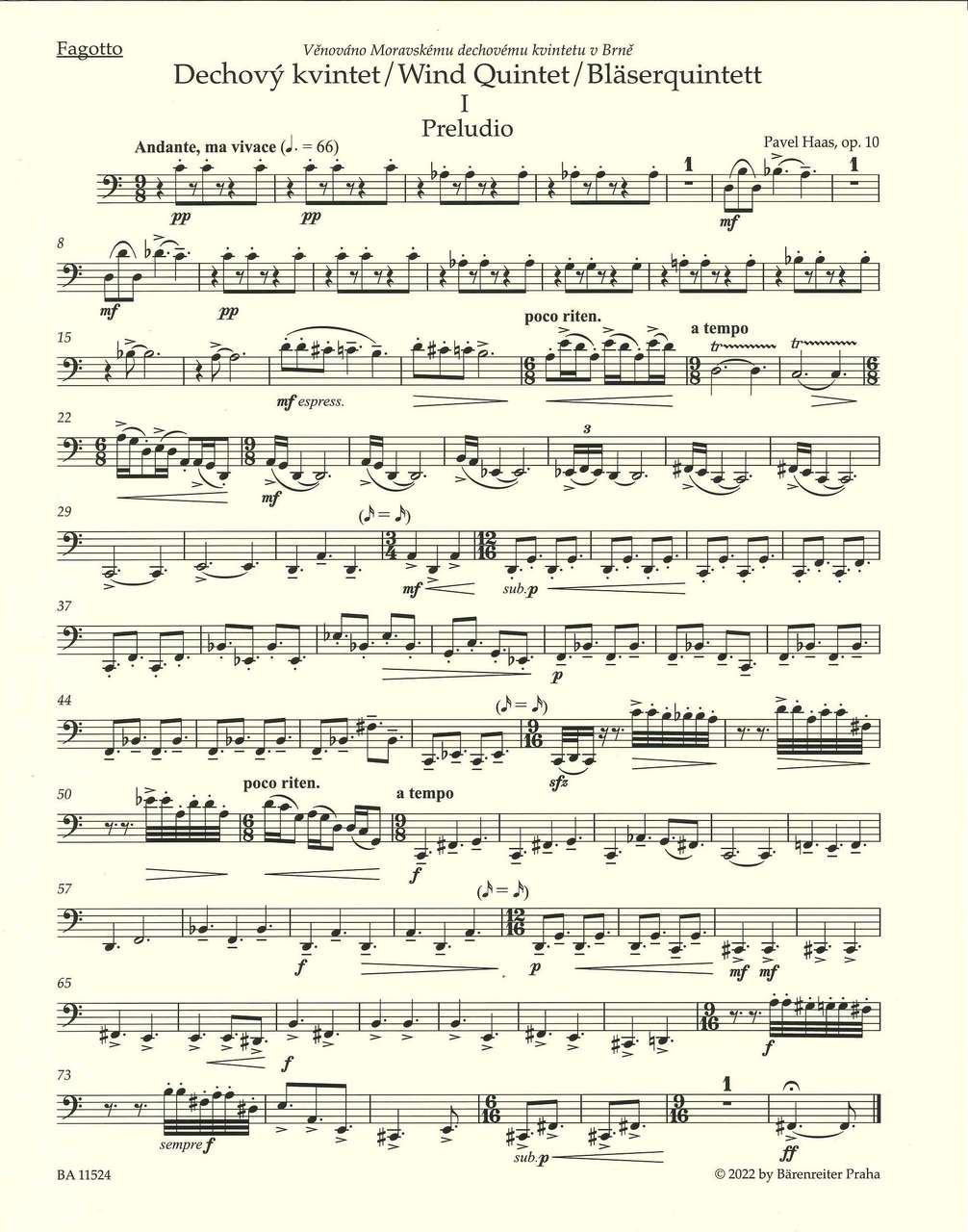 Haas, Wind Quintet op. 10 (Barenreiter)