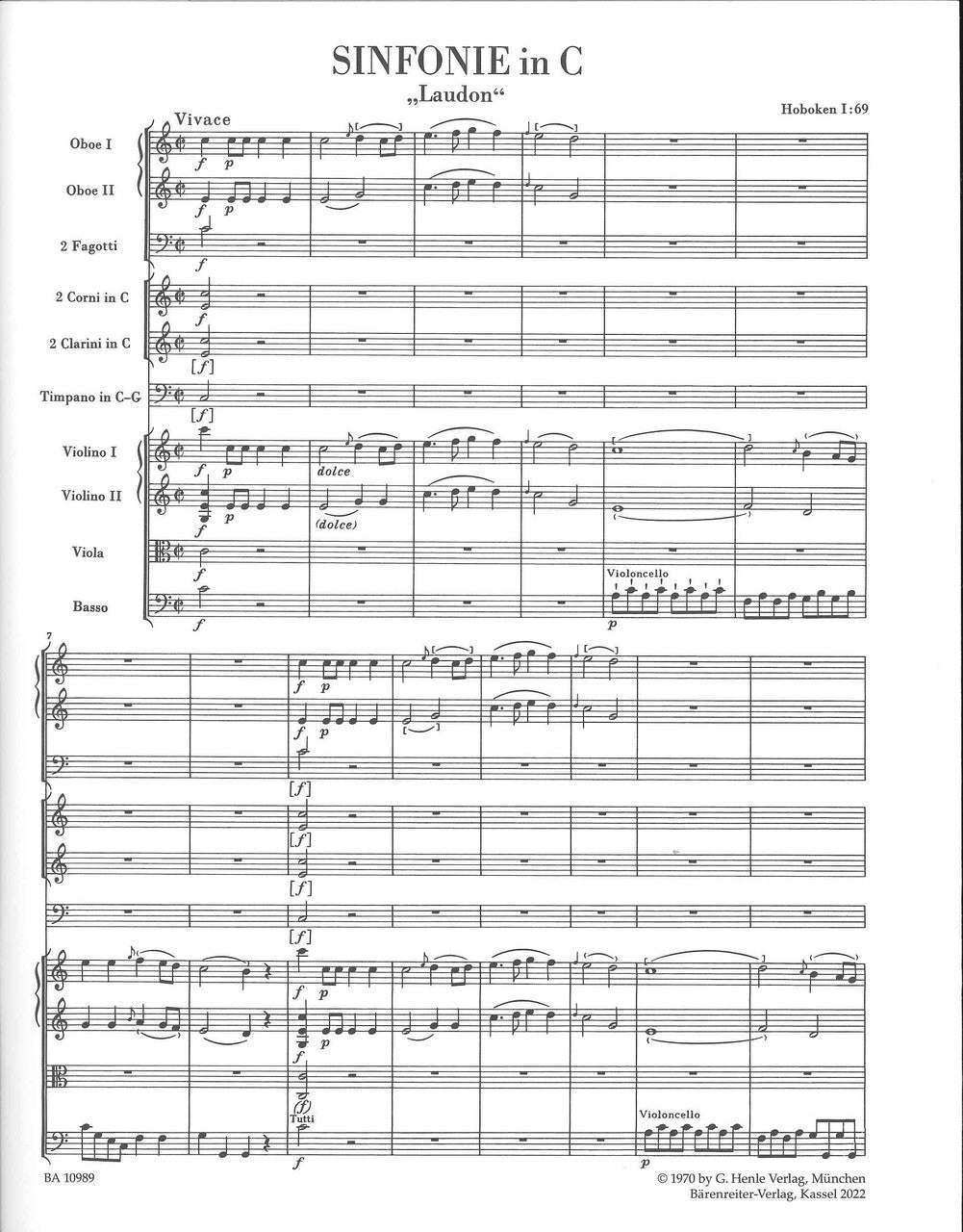 Haydn, Symphony No. 69 Full Score (Barenreiter)