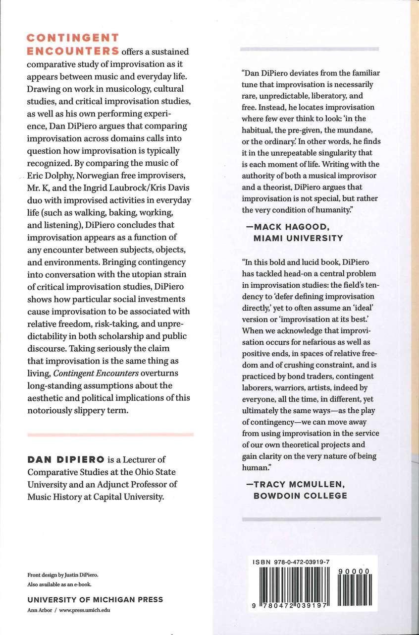DiPiero, Contingent Encounters (paper) (Michigan Press, University of)