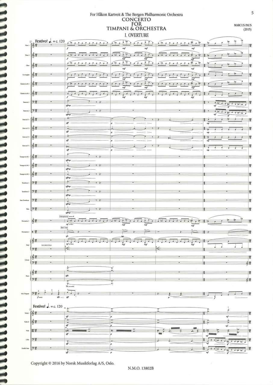 Paus, Concerto for Timpani (Score) (Norsk)