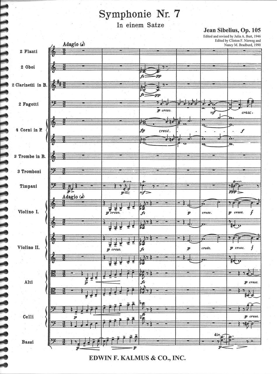 Sibelius, Symphony No. 7 Full Score (E.F.Kalmus)